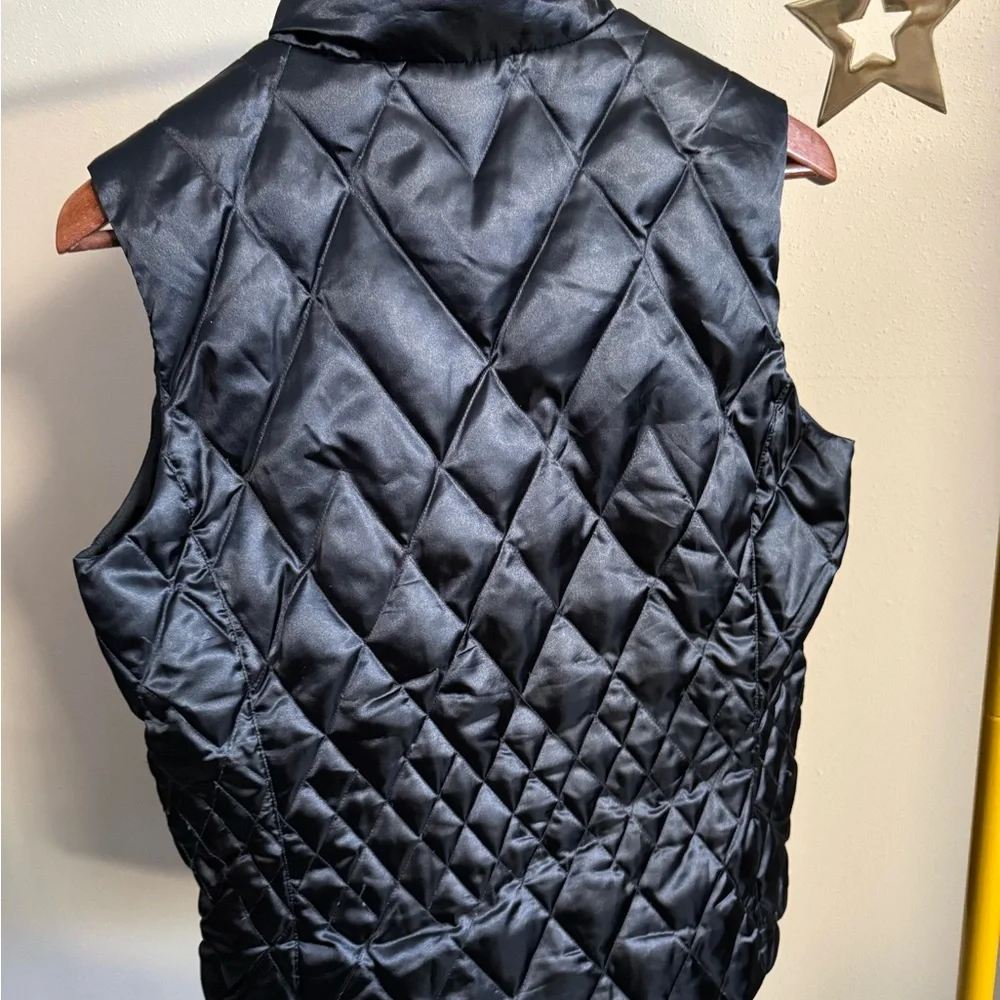 Lands’ End Black Quilted Puffer Vest Lightweight Zip Front Small - Picture 5 of 6